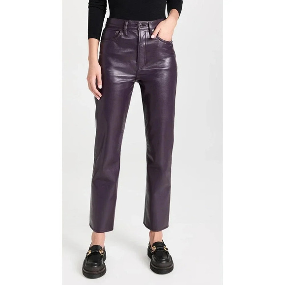 NWOT $348 AGOLDE 90s Pinch Waist High Rise Straight Recycled Leather Jeans - Picture 1 of 10